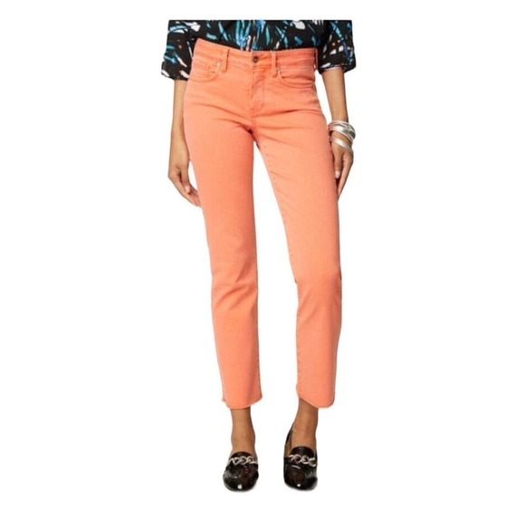 NYDJ Sz 0 Marilyn Ankle Straight Jeans Lift Tuck Technology Stretch Coral NEW - Picture 1 of 16